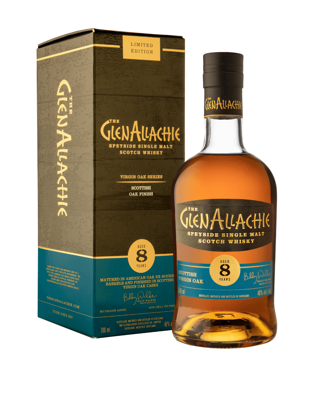 GLENALLACHIE 8 YEAR OLD SCOTTISH VIRGIN OAK SCOTCH WHISKY