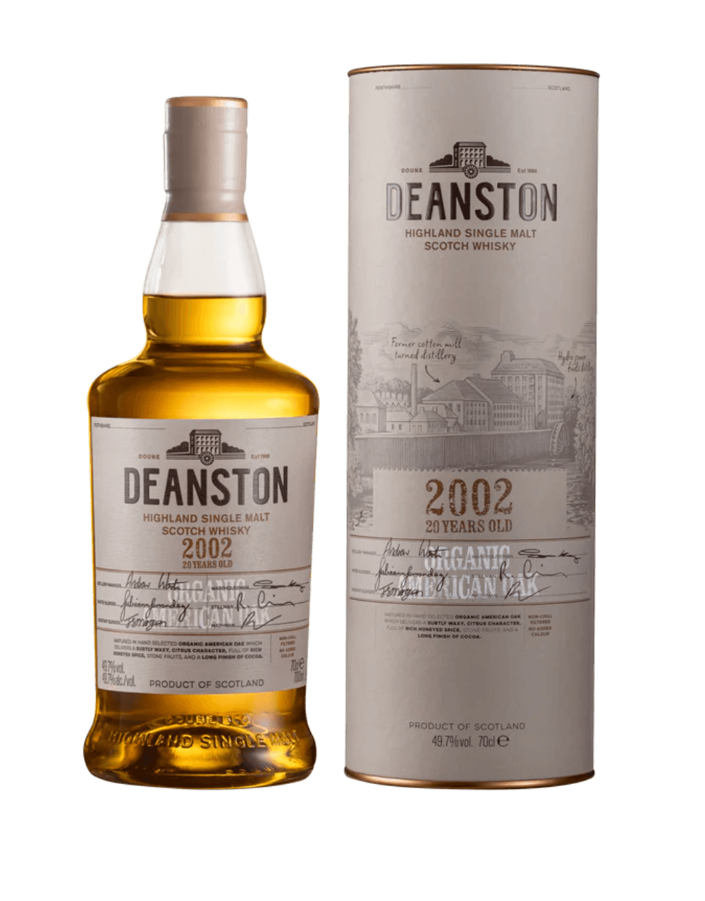 DEANSTON 2002 ORGANIC 20 YEAR OLD SCOTCH WHISKY
