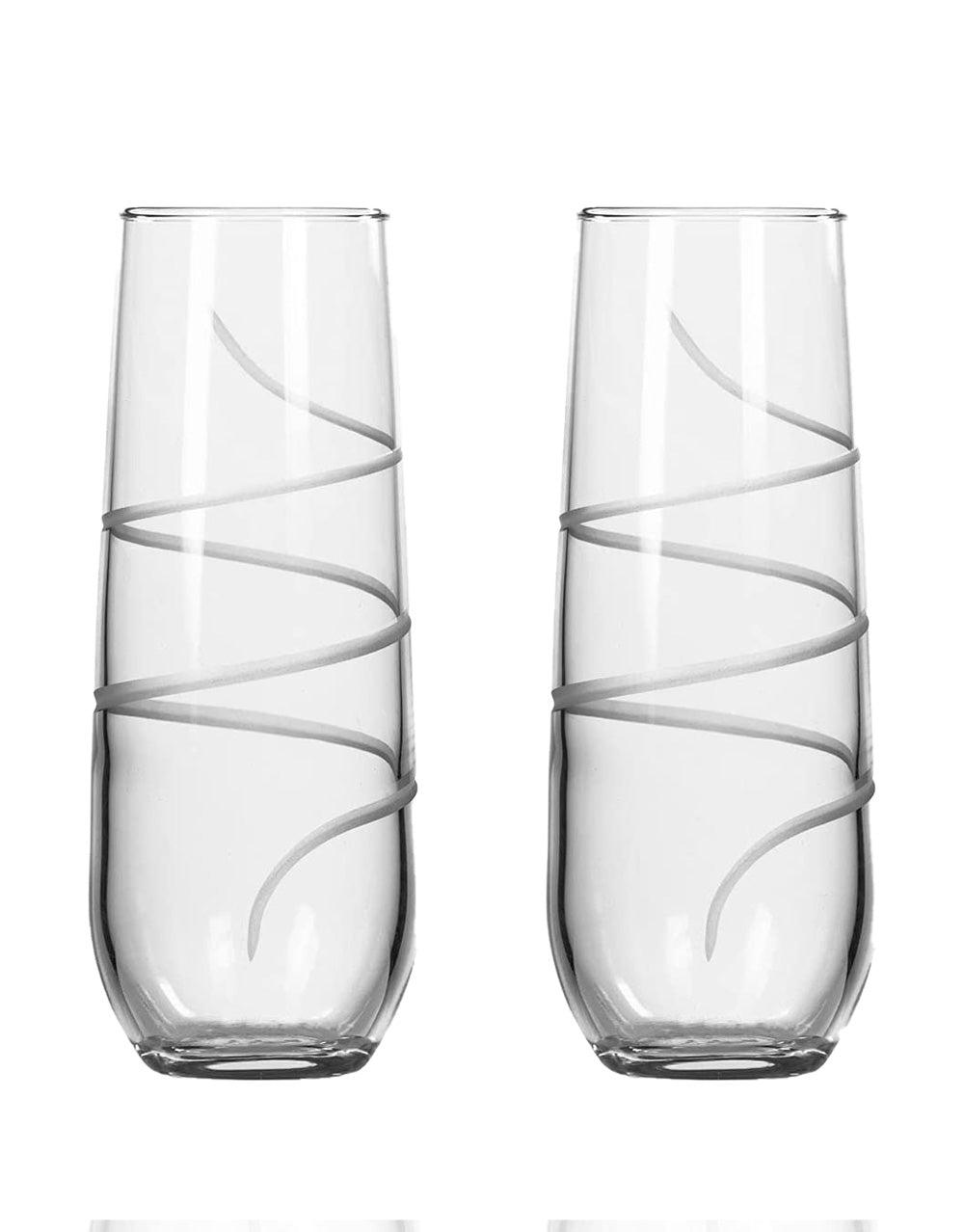 ROLF GLASS TWIST STEMLESS FLUTES (SET OF 2)