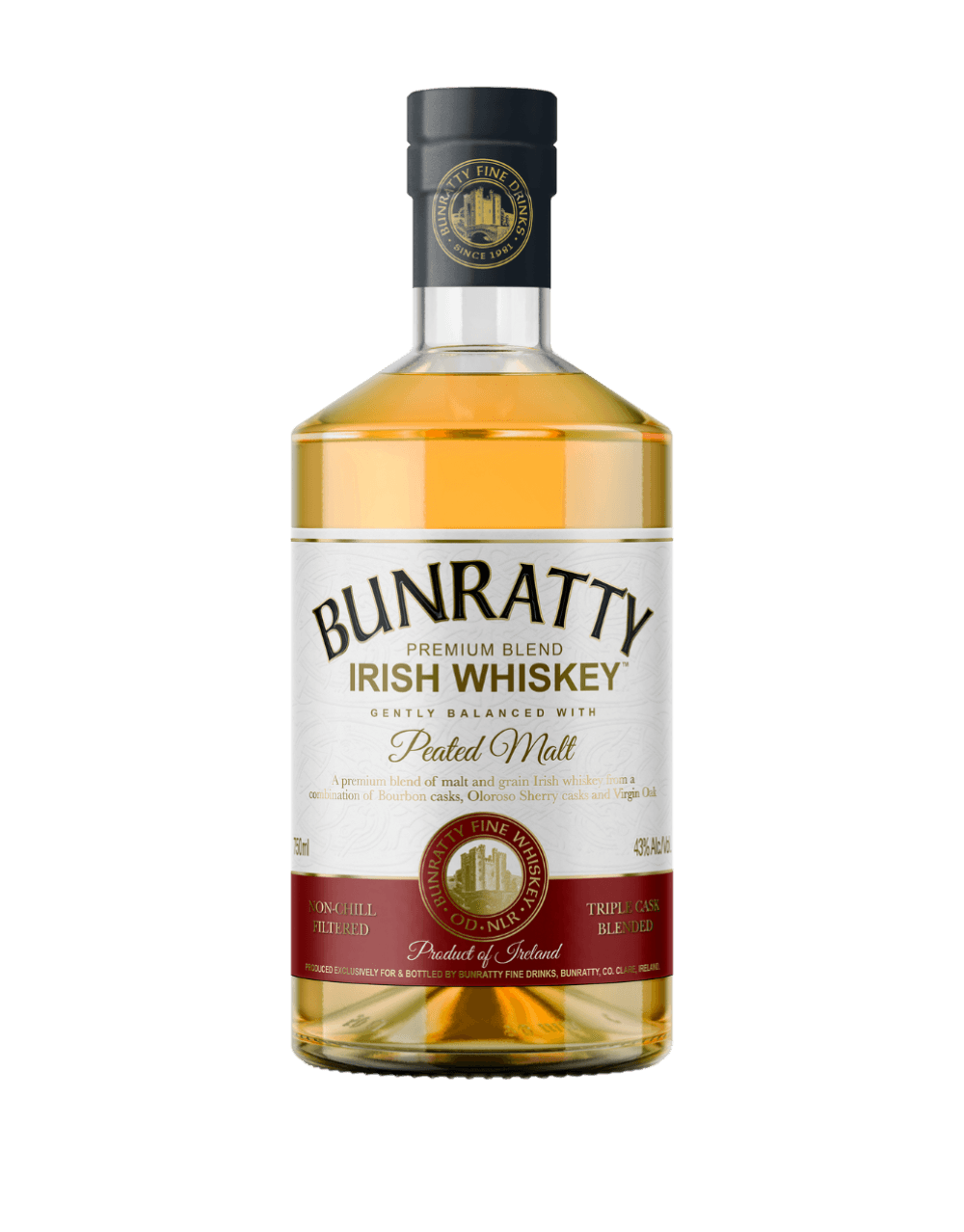 BUNRATTY IRISH WHISKEY PREMIUM BLEND WITH PEATED MALT
