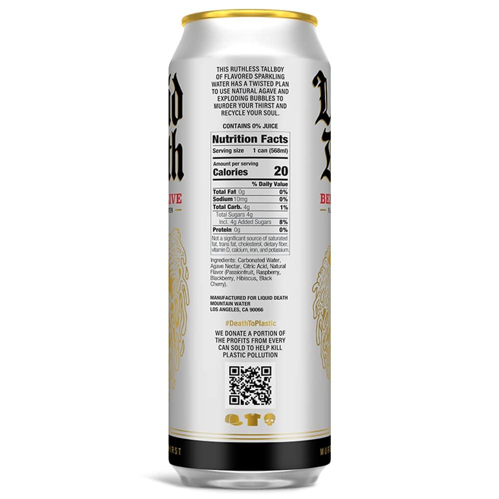 LIQUID DEATH SPARKLING WATER, BERRY IT ALIVE